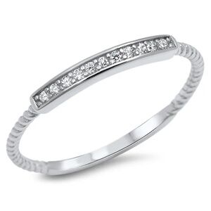 Sterling Silver CZ Bar Ring – Sample Size 7.5